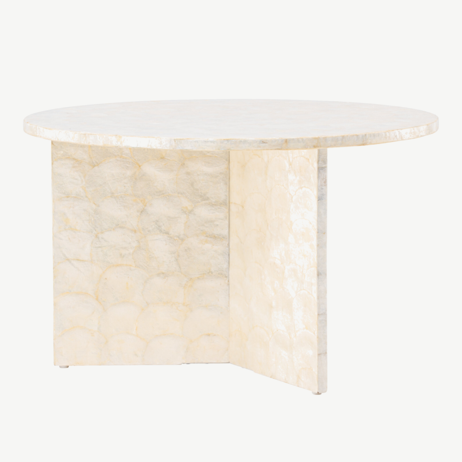 Beež ümmargune diivanilaud Smögen (capizi kest, ø70 cm), 61815-111 – 7