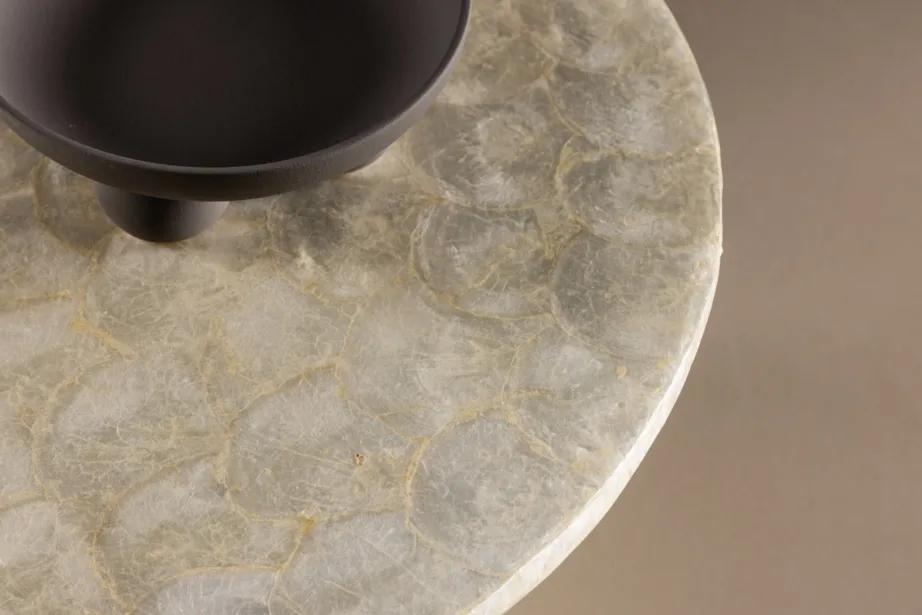 Beež ümmargune diivanilaud Smögen (capizi kest, ø70 cm), 61815-111 – 9