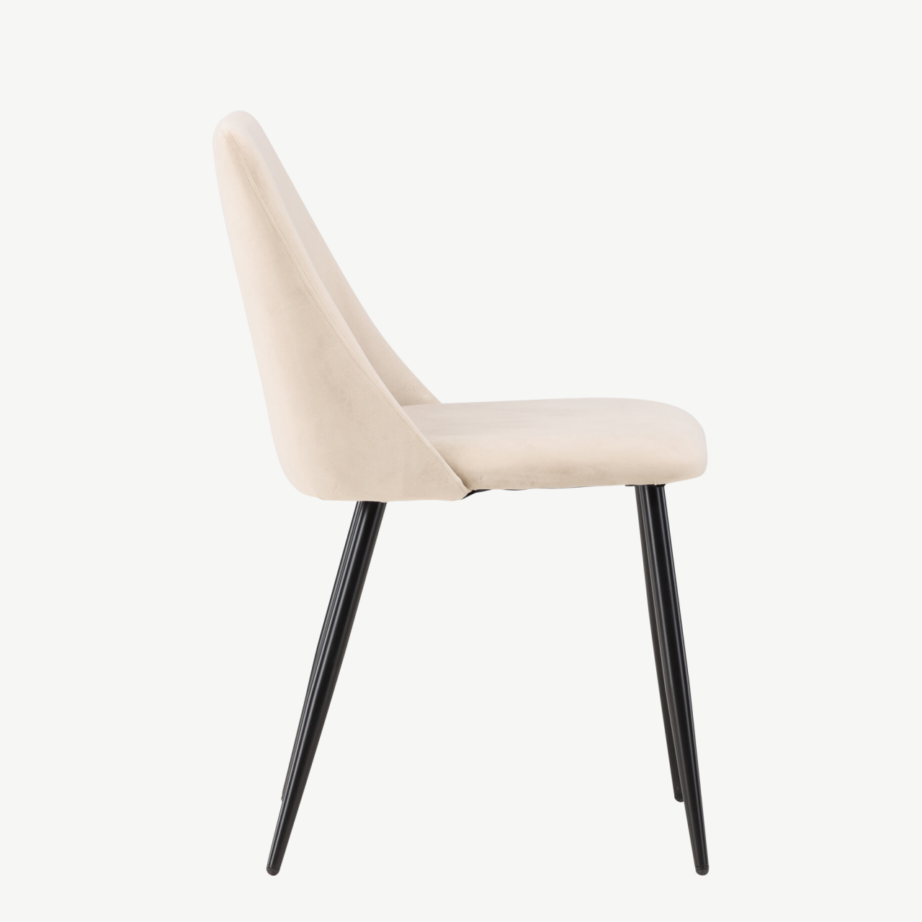 Beež velvetist söögitool mustade terasjalgadega Night, 2 tk komplektis, 61930-102 – 2