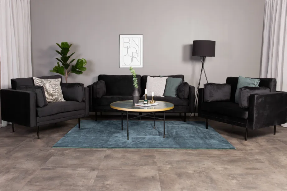 Boom sarja 3-kohaline must sametdiivan metalljalgadel, GR19263 – 6