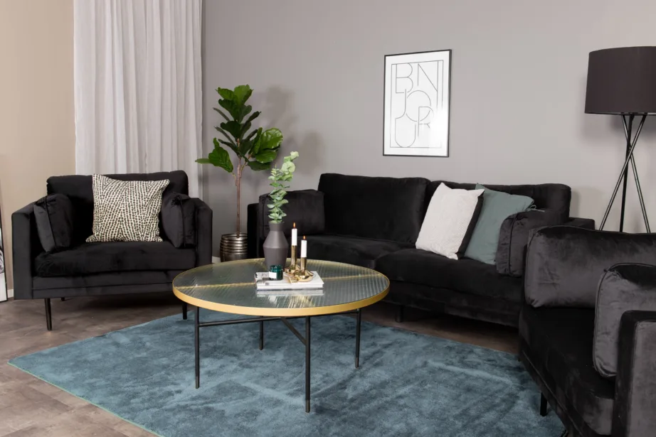 Boom sarja 3-kohaline must sametdiivan metalljalgadel, GR19263 – 7