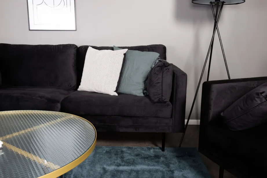 Boom sarja 3-kohaline must sametdiivan metalljalgadel, GR19263 – 9