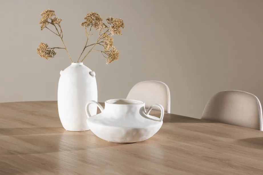 Bootcut söögilaud (230×115 cm) ja Polar velvetkangaga toolid, naturaalne puidutoon/beež, GR24561 – 10