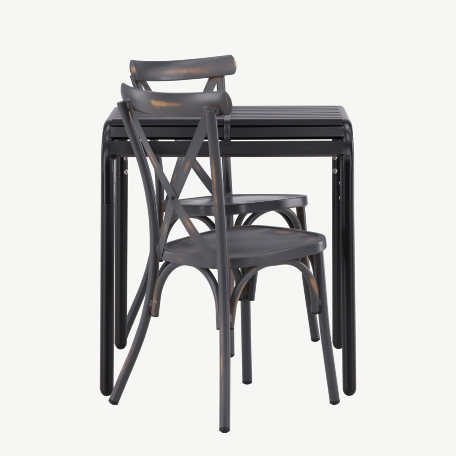 Borneo alumiiniumist aiakomplekt must laud ja tumehall tool, GR23310 – 2