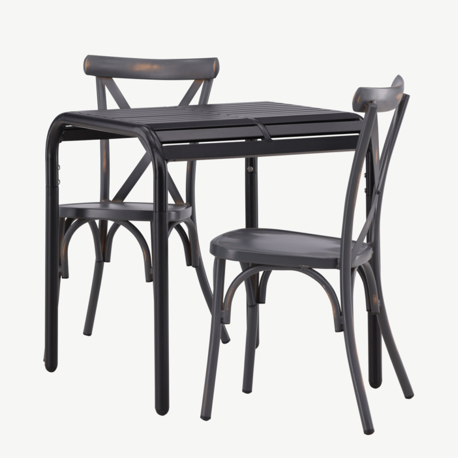 Borneo alumiiniumist aiakomplekt must laud ja tumehall tool, GR23310 – 6