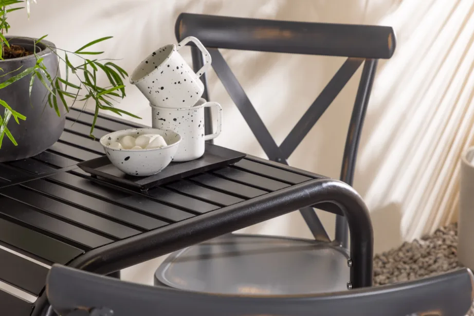 Borneo alumiiniumist aiakomplekt must laud ja tumehall tool, GR23310 – 10