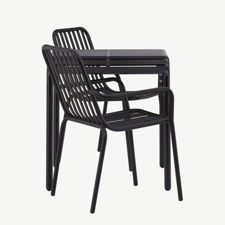Borneo alumiiniumist välimööbli komplekt must (laud 70x70 cm, 2 tooli) - GR23308