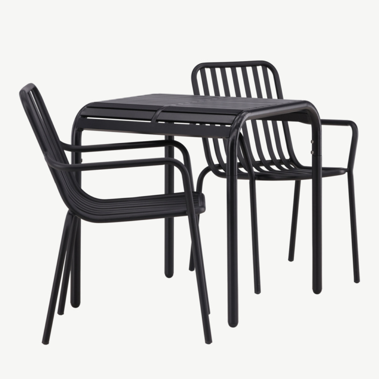 Borneo alumiiniumist välimööbli komplekt must (laud 70x70 cm, 2 tooli) - GR23308