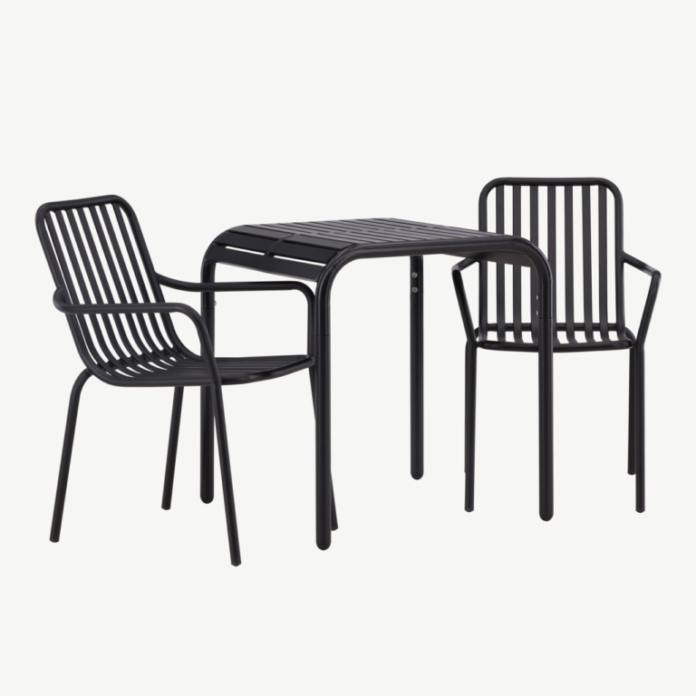 Borneo alumiiniumist välimööbli komplekt must (laud 70x70 cm, 2 tooli) - GR23308