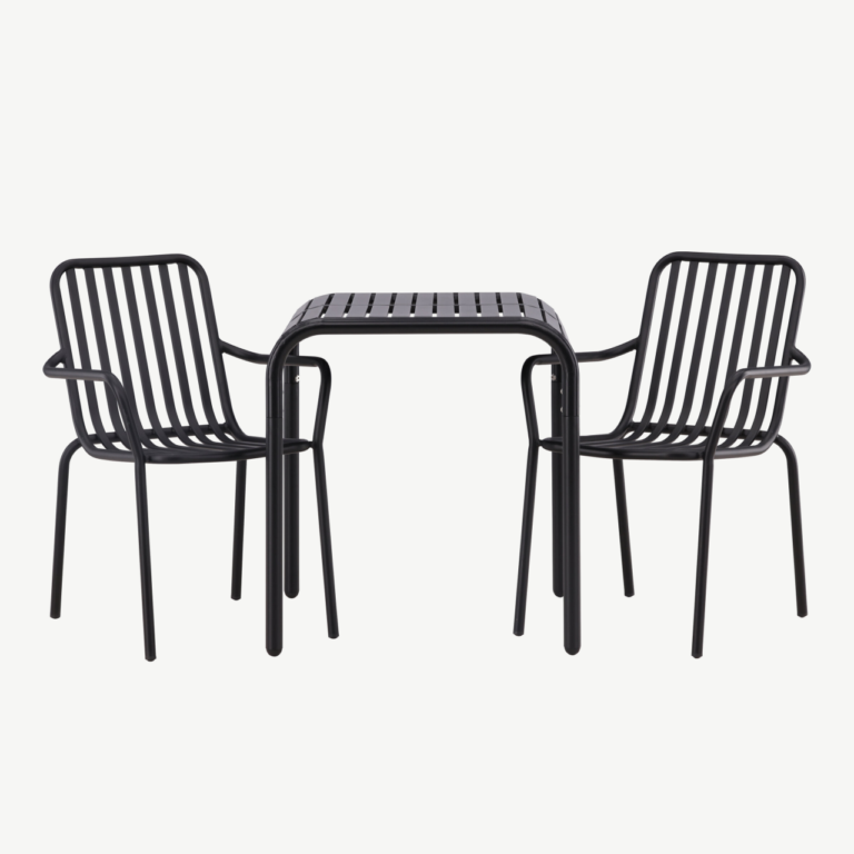 Borneo alumiiniumist välimööbli komplekt must (laud 70x70 cm, 2 tooli) - GR23308
