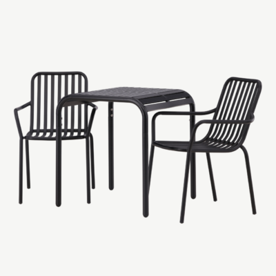 Borneo alumiiniumist välimööbli komplekt must (laud 70x70 cm, 2 tooli) - GR23308