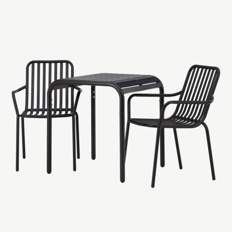 Borneo alumiiniumist välimööbli komplekt must (laud 70x70 cm, 2 tooli) - GR23308