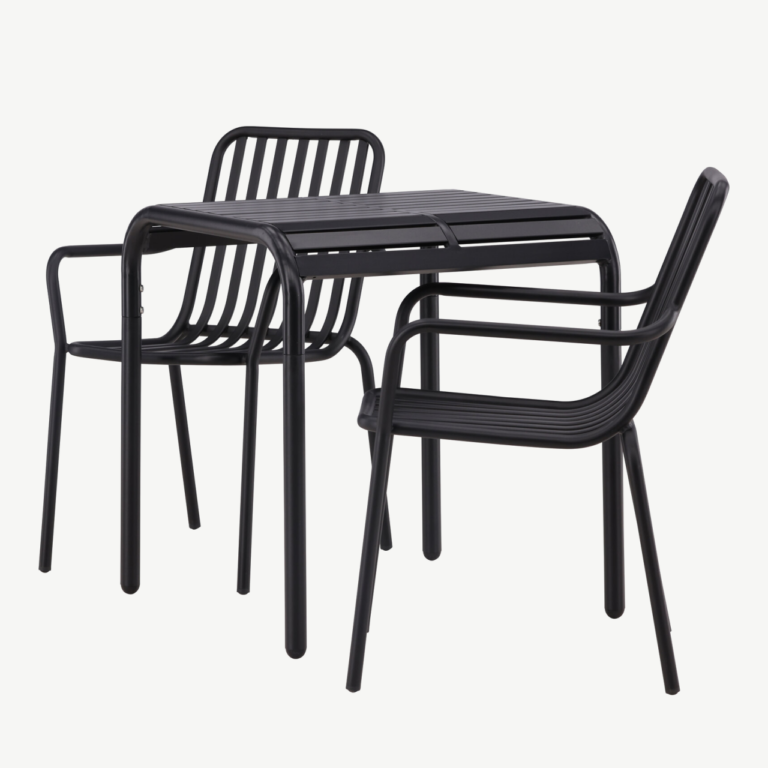 Borneo alumiiniumist välimööbli komplekt must (laud 70x70 cm, 2 tooli) - GR23308