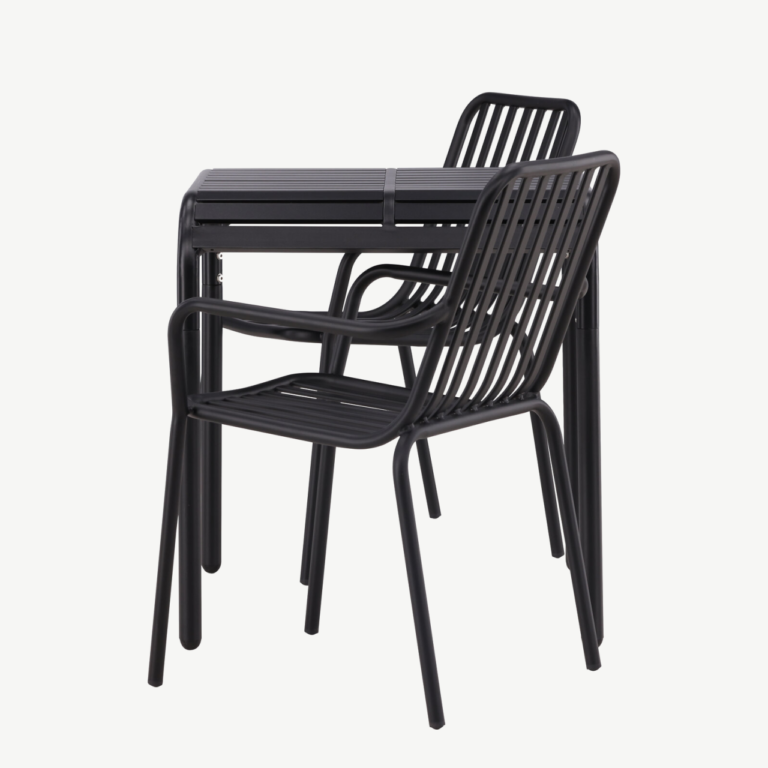 Borneo alumiiniumist välimööbli komplekt must (laud 70x70 cm, 2 tooli) - GR23308