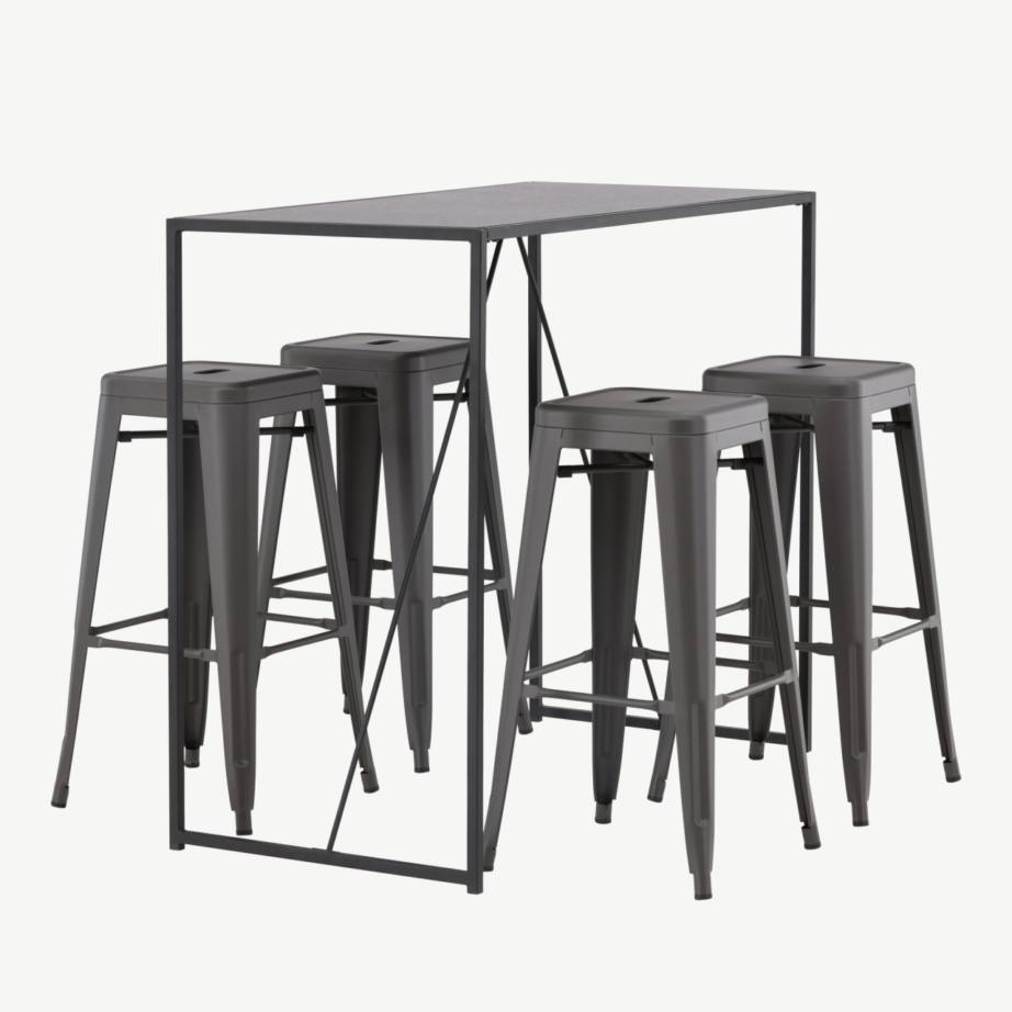 Brea baarikomplekt (must MDF laud, tumehallid terastoolid), GR23244 – 3