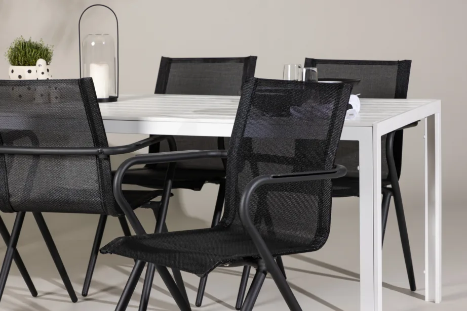 Break aiakomplekt: valge alu laud ja 6 musta Alina tooli, GR24300 – 10