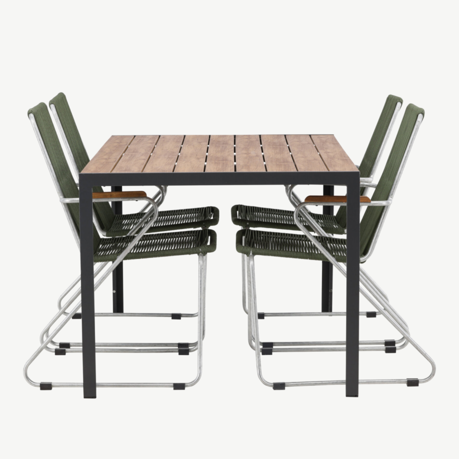 Break söögikomplekt välitingimustesse neljale (roheline köis, must alumiinium, 150×90 cm laud), GR23338 – 7