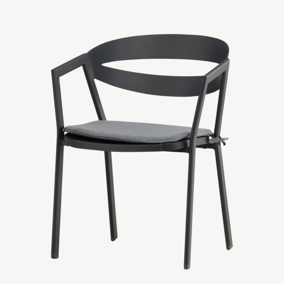 Break ümmargune aiakomplekt kahele (hall Aintwood, valge alumiinium, mustad toolid patjadega), GR22675 – 5