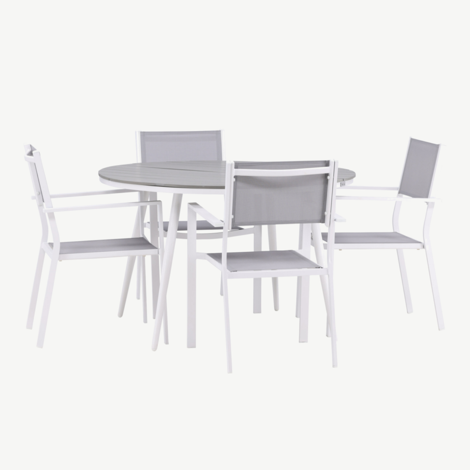 Break ümmargune aiakomplekt (valge/hall alumiinium, aintwood laud, 120 cm), GR22693 – 3