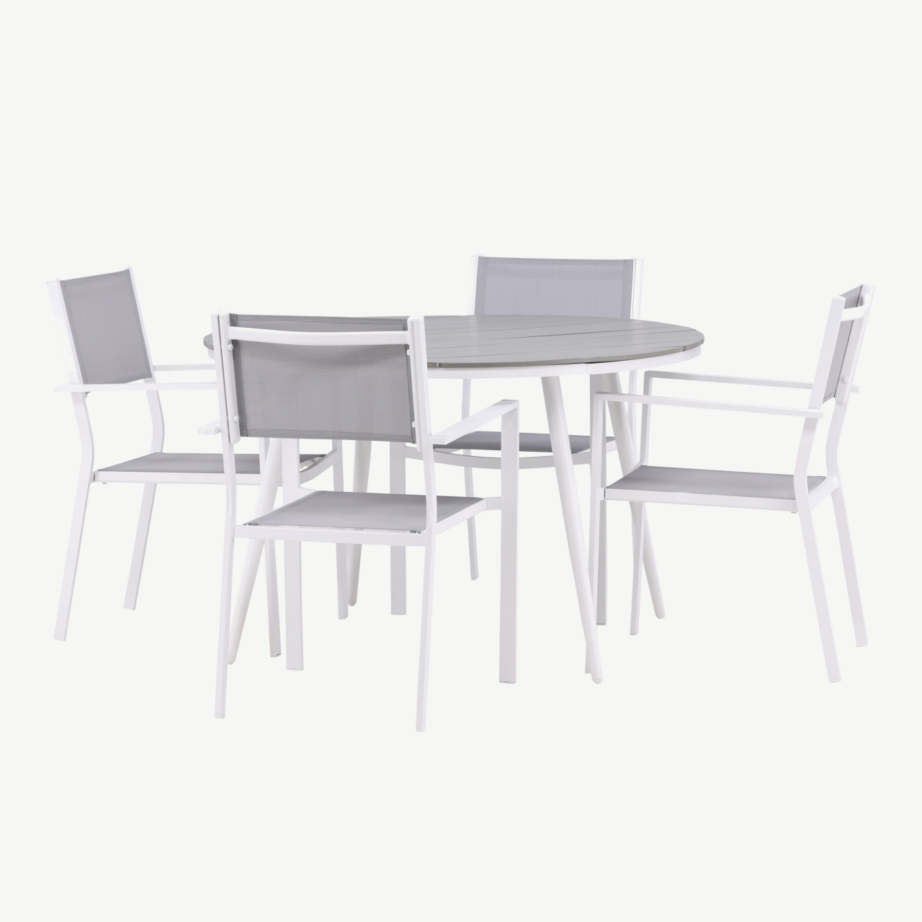 Break ümmargune aiakomplekt (valge/hall alumiinium, aintwood laud, 120 cm), GR22693 – 7