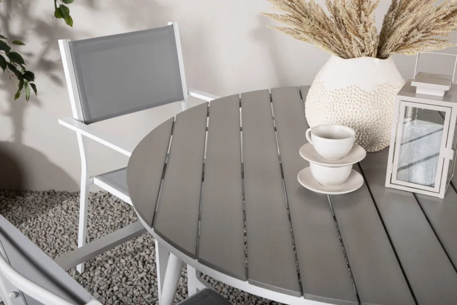 Break ümmargune aiakomplekt (valge/hall alumiinium, aintwood laud, 120 cm), GR22693 – 9