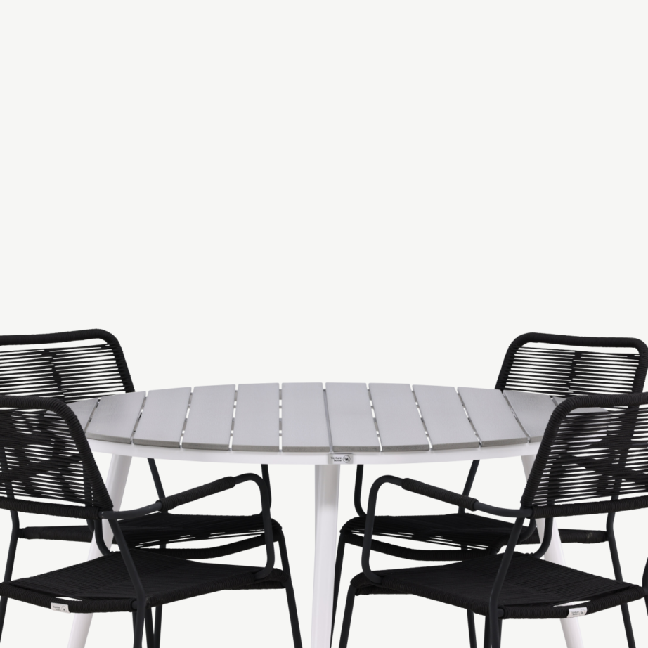 Break ümmargune aiamööbli komplekt (hall aintwood laud, mustad Lindos toolid, ø120 cm), GR22687 – 5