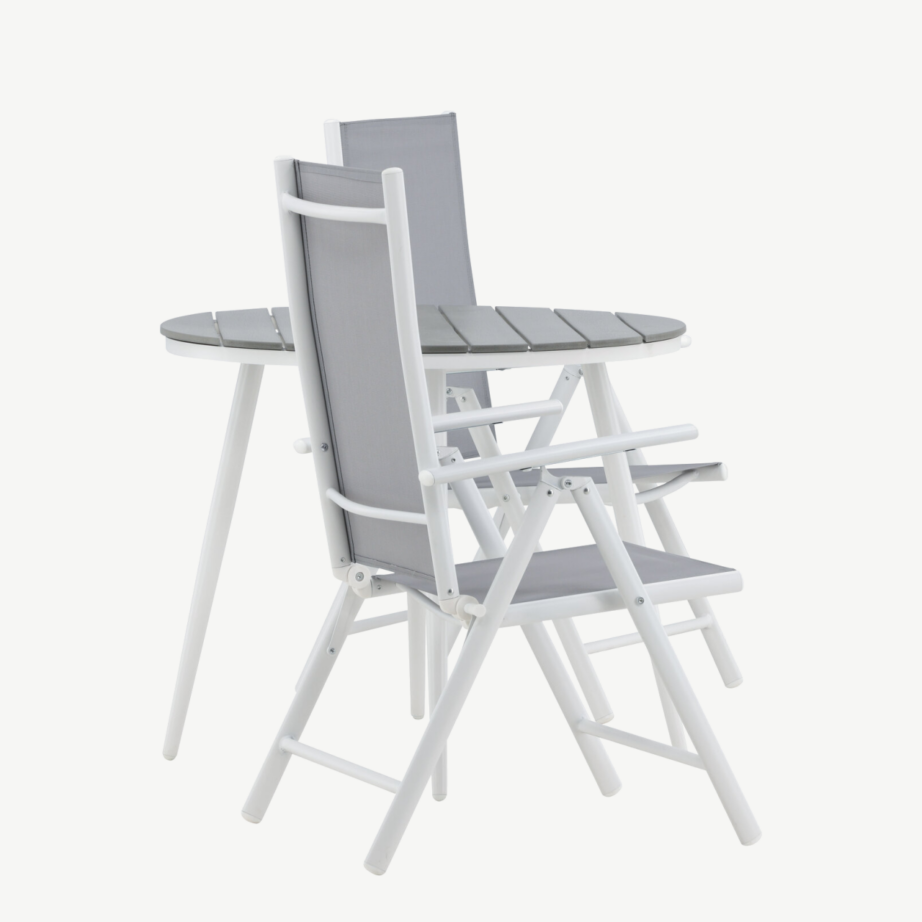 Break ümmargune välimööblikomplekt (valge alumiinium, hall aintwood, reguleeritav tool), GR22681 – 2