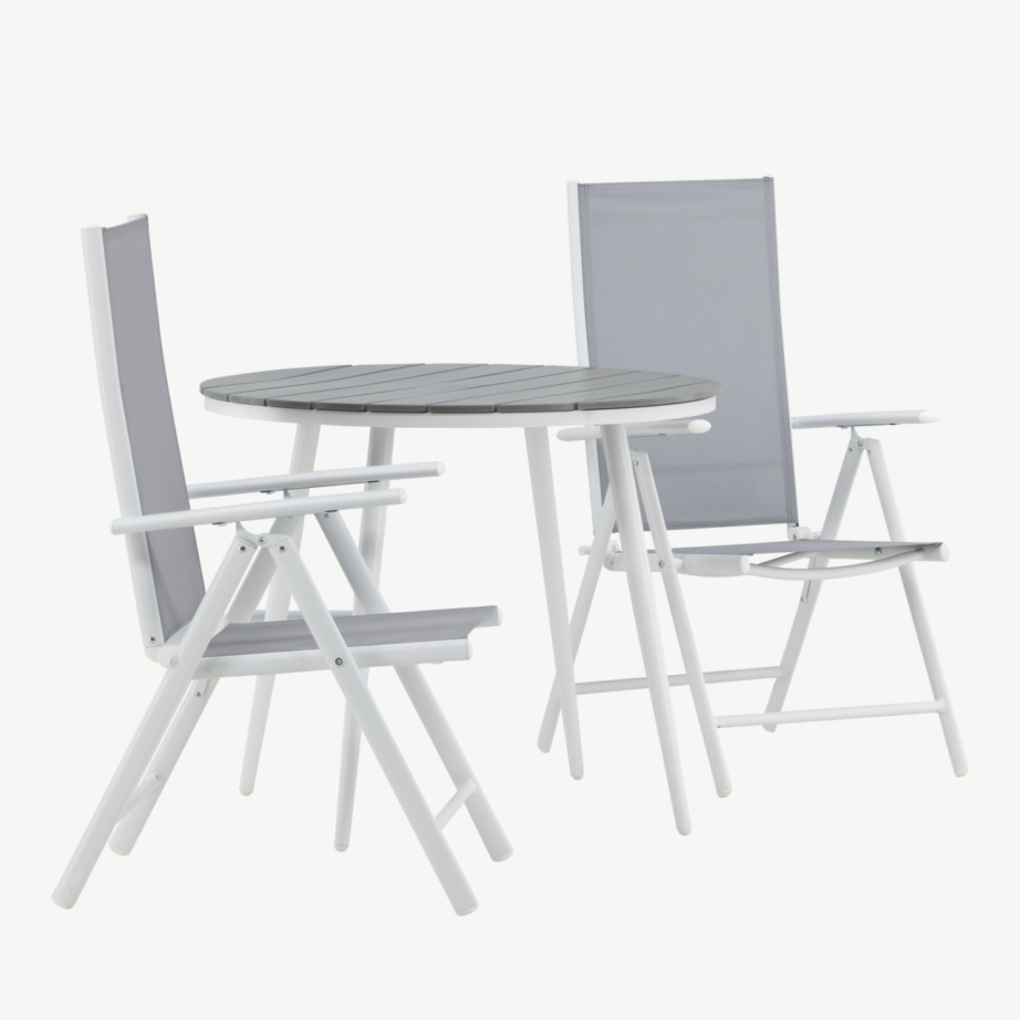 Break ümmargune välimööblikomplekt (valge alumiinium, hall aintwood, reguleeritav tool), GR22681 – 3