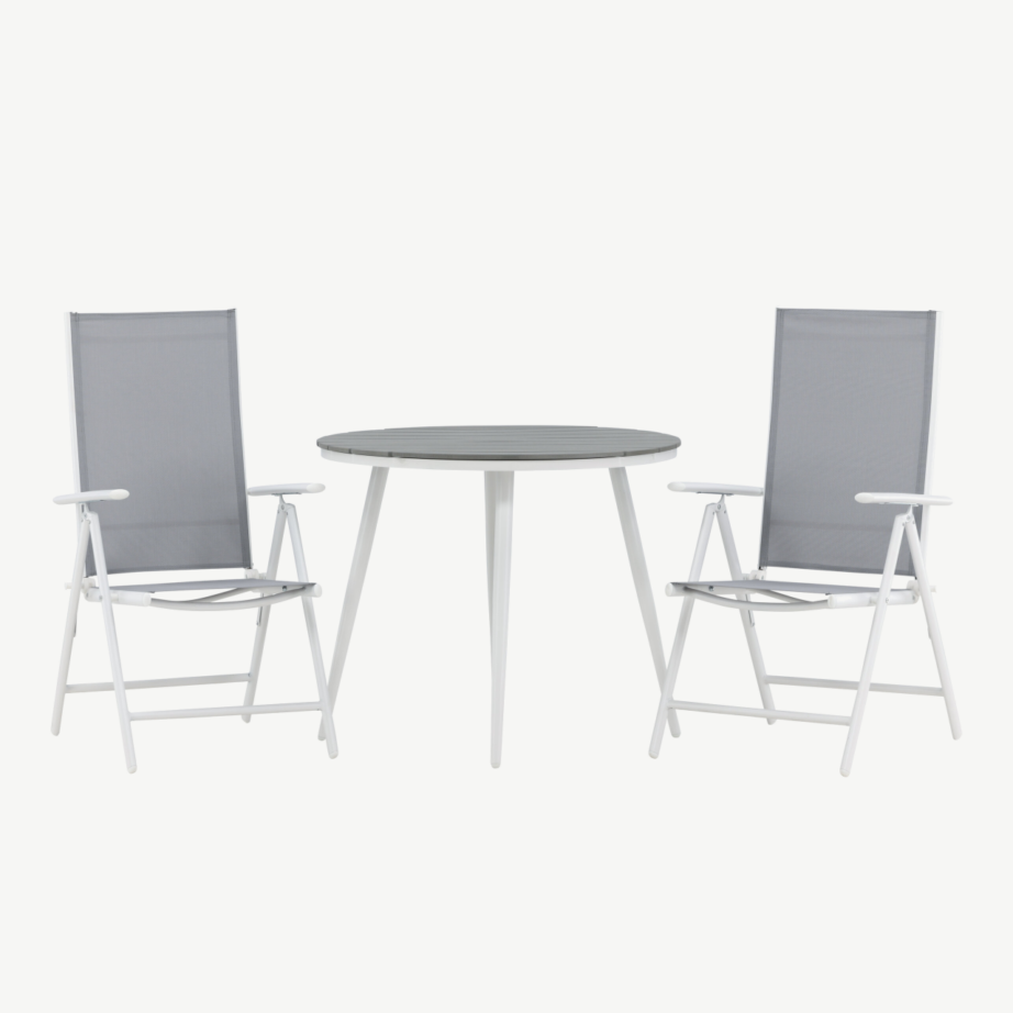 Break ümmargune välimööblikomplekt (valge alumiinium, hall aintwood, reguleeritav tool), GR22681 – 5