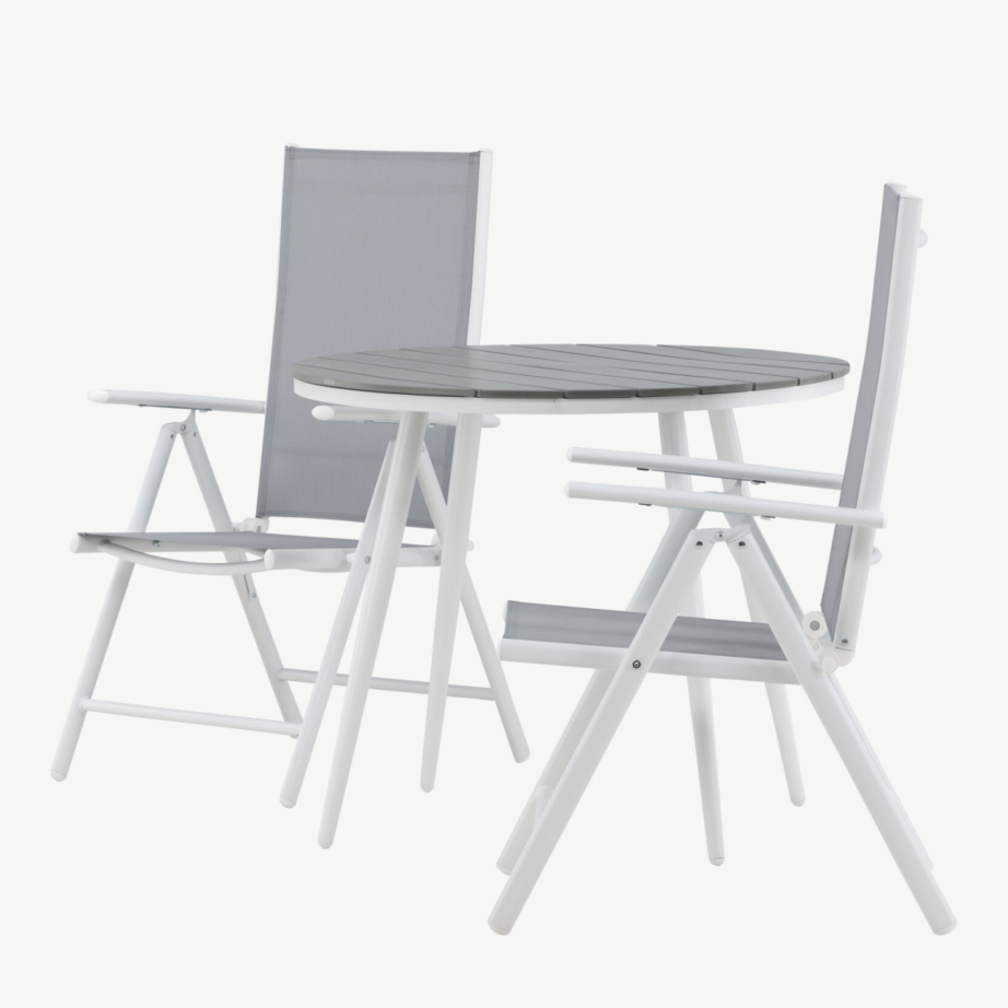 Break ümmargune välimööblikomplekt (valge alumiinium, hall aintwood, reguleeritav tool), GR22681 – 6
