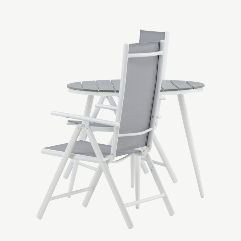 Break ümmargune välimööblikomplekt (valge alumiinium, hall aintwood, reguleeritav tool), GR22681 – 7