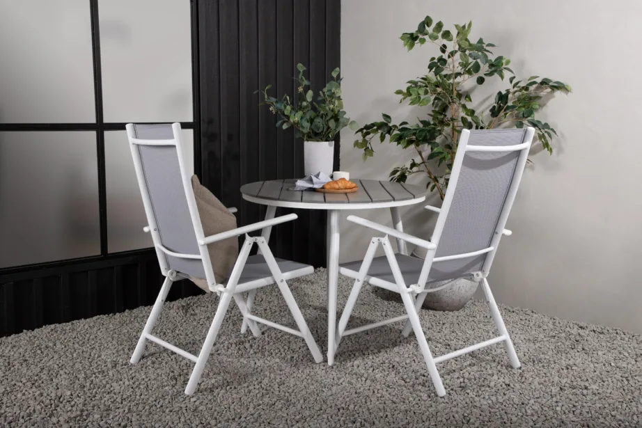 Break ümmargune välimööblikomplekt (valge alumiinium, hall aintwood, reguleeritav tool), GR22681 – 8