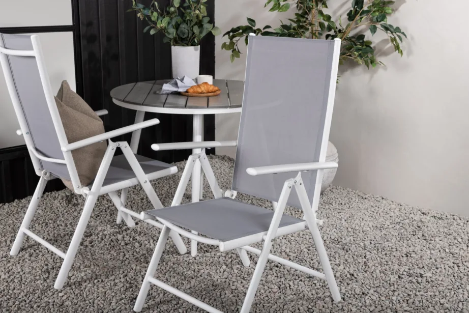 Break ümmargune välimööblikomplekt (valge alumiinium, hall aintwood, reguleeritav tool), GR22681 – 10