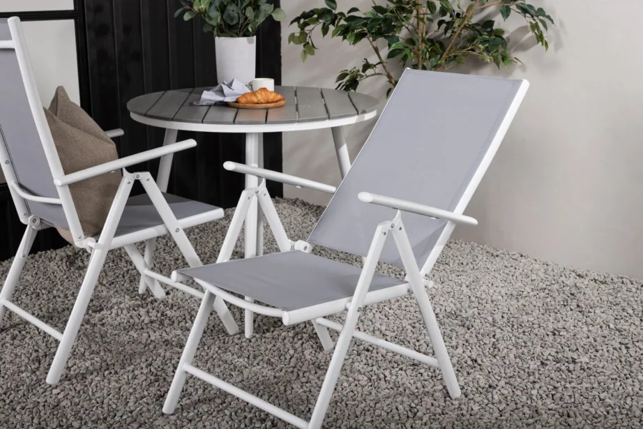 Break ümmargune välimööblikomplekt (valge alumiinium, hall aintwood, reguleeritav tool), GR22681 – 11