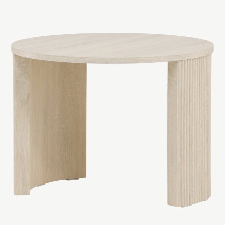 Bristoli ümmargune diivanilaud (MDF, valge peits, Ø60×45 cm) - 62056-130