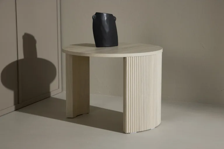 Bristoli ümmargune diivanilaud (MDF, valge peits, Ø60×45 cm) - 62056-130