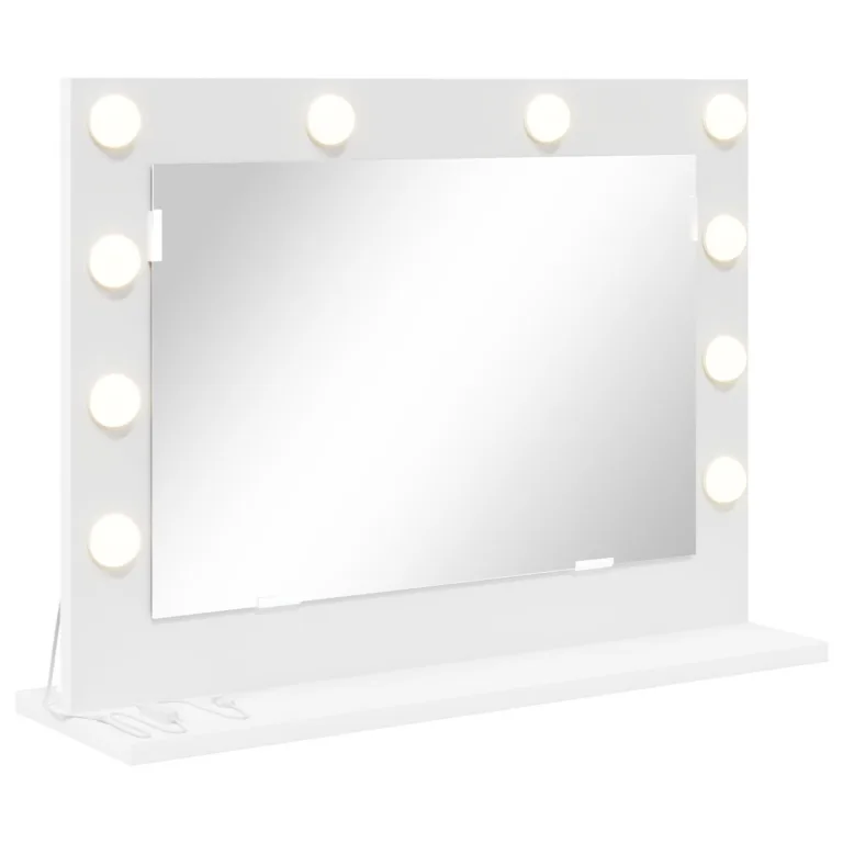 Buduaar peegel LED tuledega Valge 60x45x18 cm