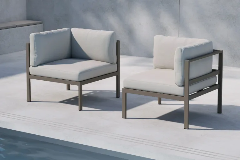 Copacabana nurgamoodul välimööblile (alumiinium, pruun raam, beež olefiinkangas, 65 × 74 × 74 cm) - 9383-555