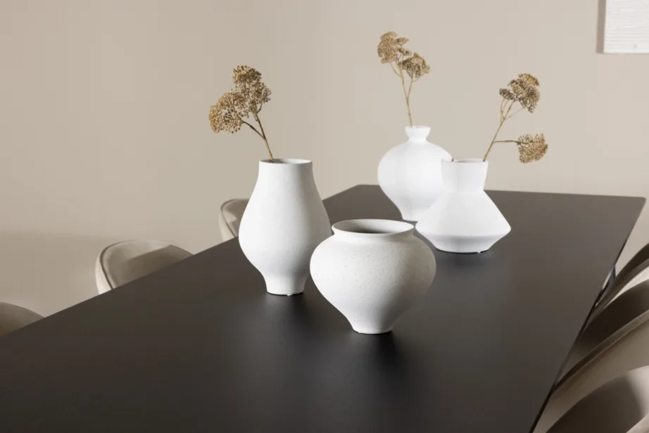 Ellise ristkülikukujuline must söögilauakomplekt velvetkattega toolidega, 230×85 cm laud ja 6 beeži tooli, GR24617 – 10