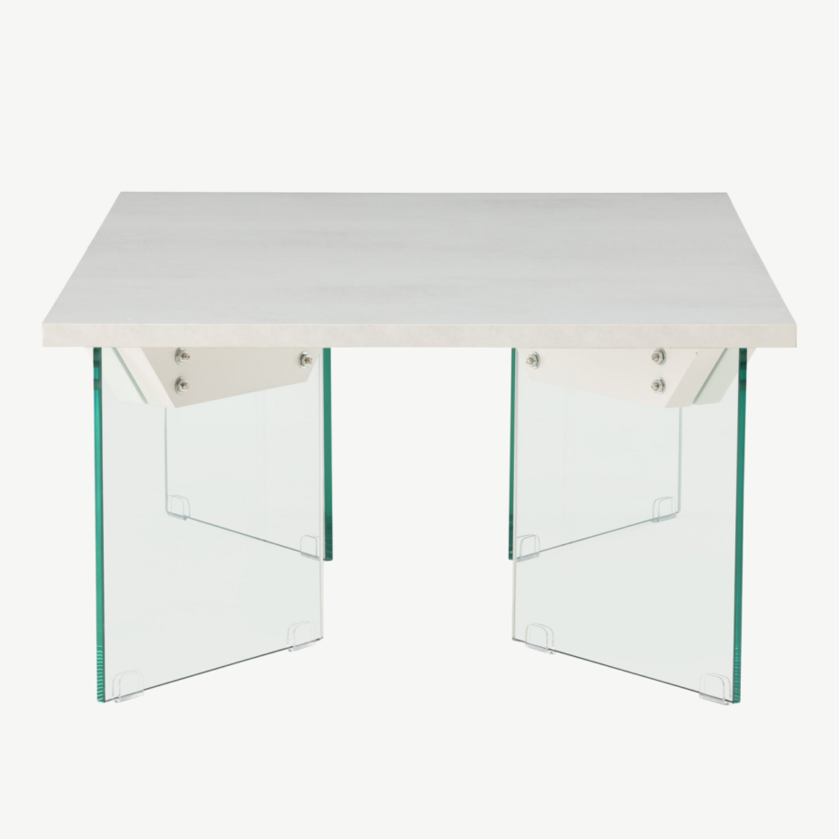 Ester diivanilaud klaasist jalgade ja valge betooni imitatsiooniga MDF-plaadiga, 120×80 cm, 62055-111 – 7