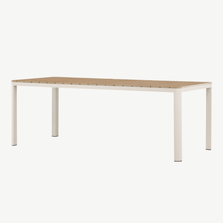 Etna kandiline õuesöögilaud (beež alumiinium, aintwood lauaplaat, 210 × 90 cm) - 2141-222