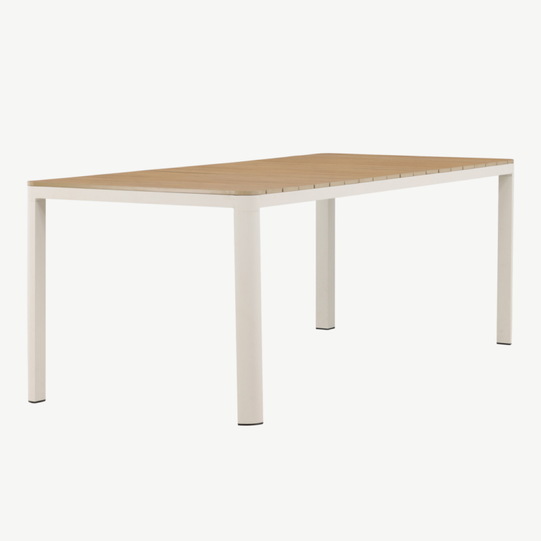 Etna kandiline õuesöögilaud (beež alumiinium, aintwood lauaplaat, 210 × 90 cm) - 2141-222
