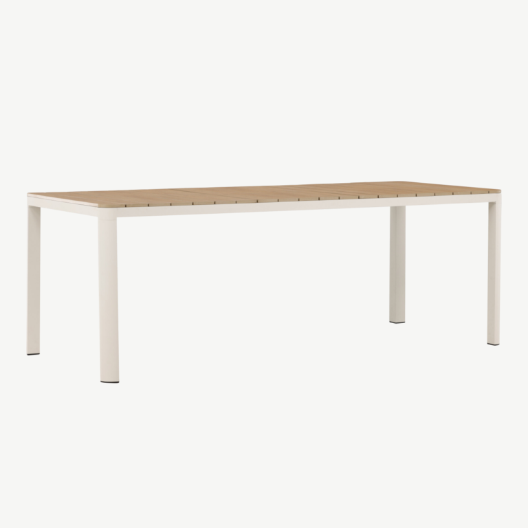 Etna kandiline õuesöögilaud (beež alumiinium, aintwood lauaplaat, 210 × 90 cm) - 2141-222