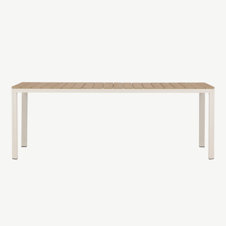 Etna kandiline õuesöögilaud (beež alumiinium, aintwood lauaplaat, 210 × 90 cm) - 2141-222