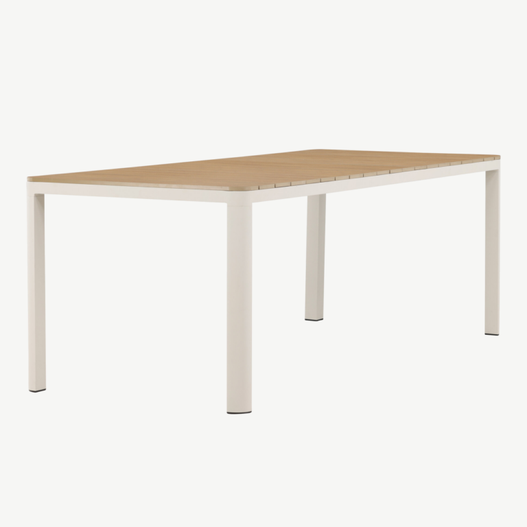 Etna kandiline õuesöögilaud (beež alumiinium, aintwood lauaplaat, 210 × 90 cm) - 2141-222