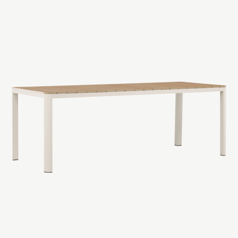 Etna kandiline õuesöögilaud (beež alumiinium, aintwood lauaplaat, 210 × 90 cm) - 2141-222