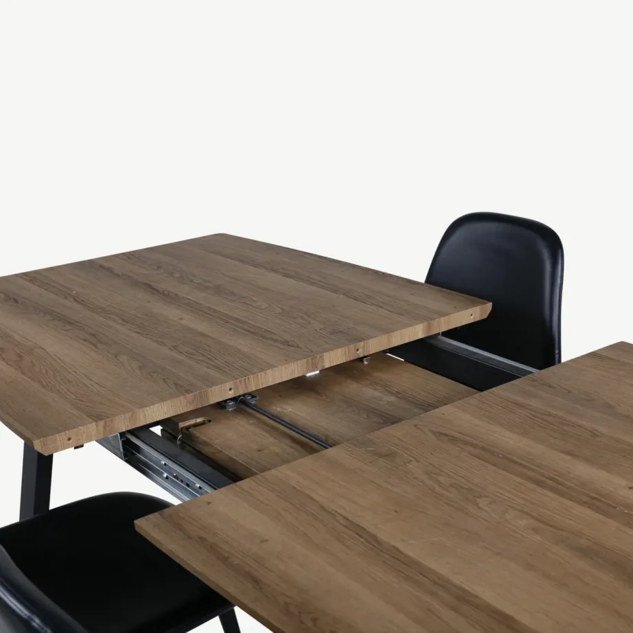 Pähklipuidust söögilaua komplekt Inca mustade PU-kattega toolidega (pähkel/must), GR104 – 6