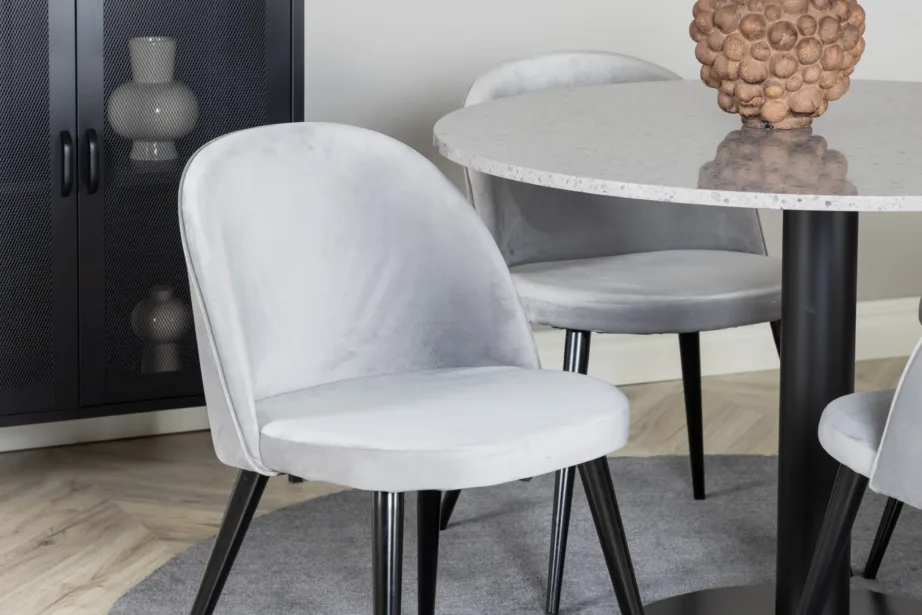 Ümmargune söögikomplekt Razzia halli terazzolaua ja sametiste toolidega (106 cm), GR14030 – 8