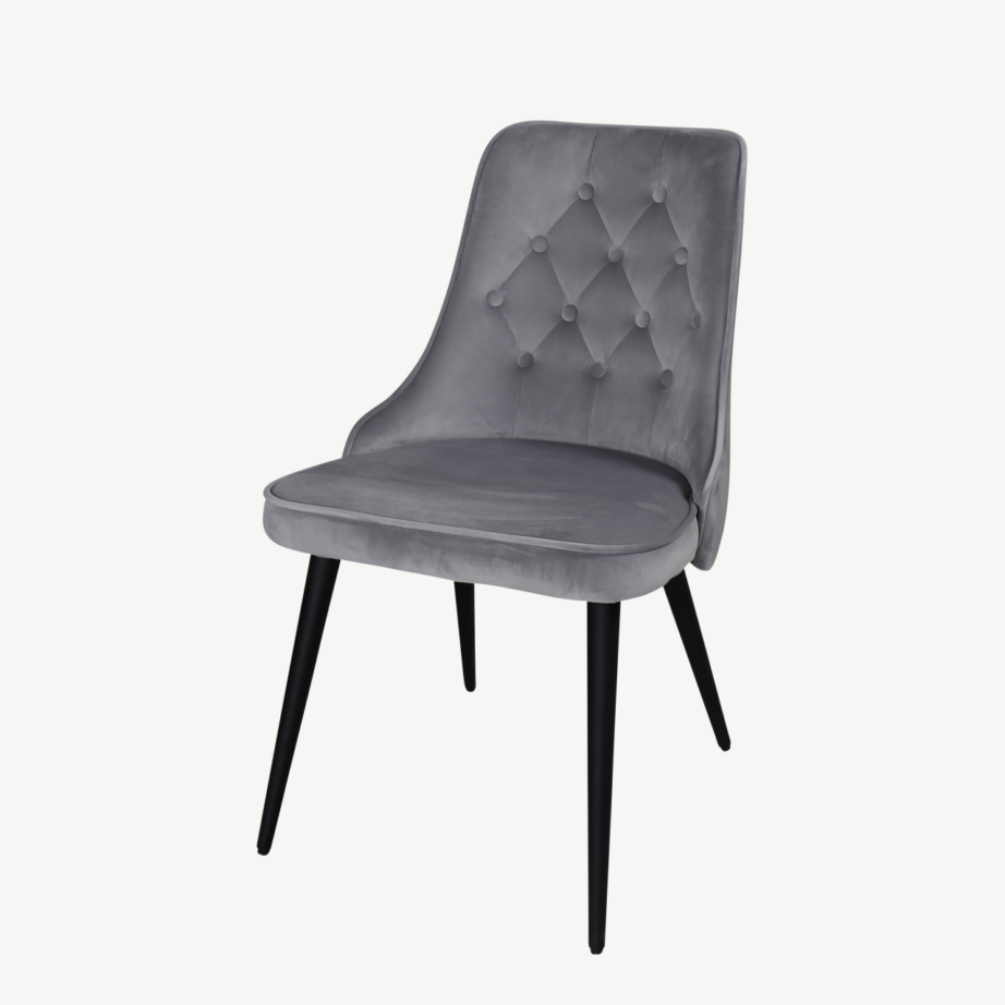 Ümmargune marmorist söögilauakomplekt Estelle samettoolidega (4 tk), tumehall, GR14036 – 2