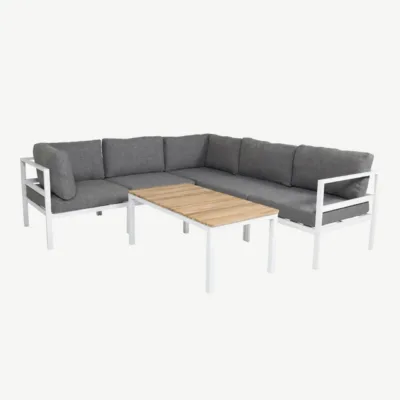 Copacabana nurgadiivanikomplekt aeda, valge alumiinium, hallid padjad, puitplastkomposiit lauaplaat - GR18090